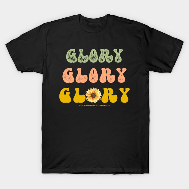 Glory of God Retro 70s Sunflower Christian Design T-Shirt by bbreidenbach
